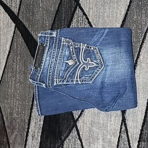 ROCK REVIVAL NOELLE STUDDED RHINESTONES CAPRI DENIM JEAN